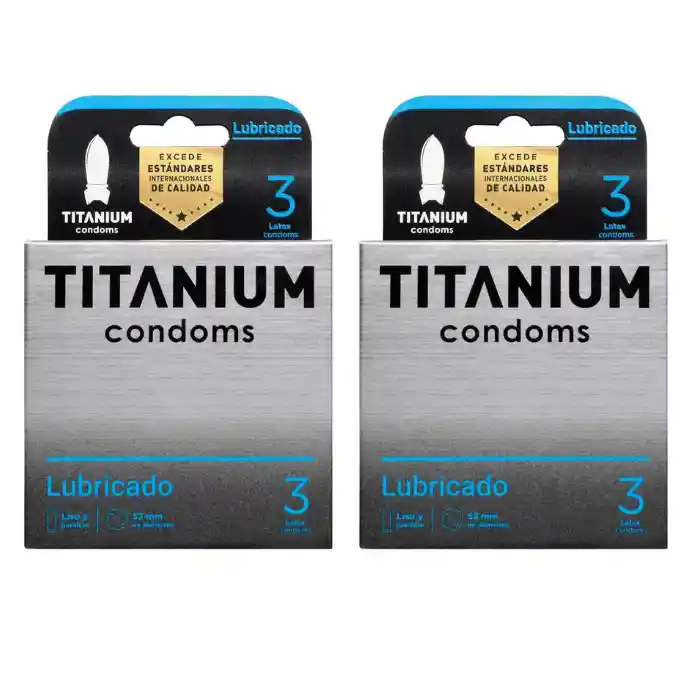 *2 Condones Preservativos Titanium Lubricado 2 Cajas X 3 Unidades