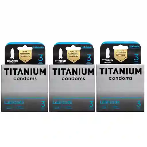 *3 Condones Preservativos Titanium Lubricado Cajas X 3 Unidades