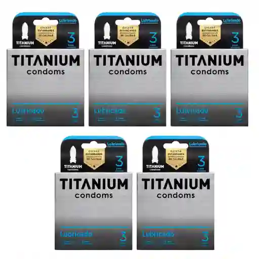 *5 Condones Preservativos Titanium Lubricado Caja X 3 Unidades Paga 4 Caja Y Lleva 5