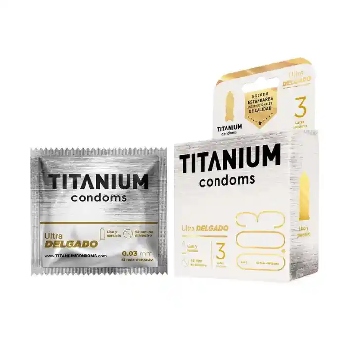 Condones Preservativos Titanium Ultra Delgado 1 Cajas X 3 Unidades