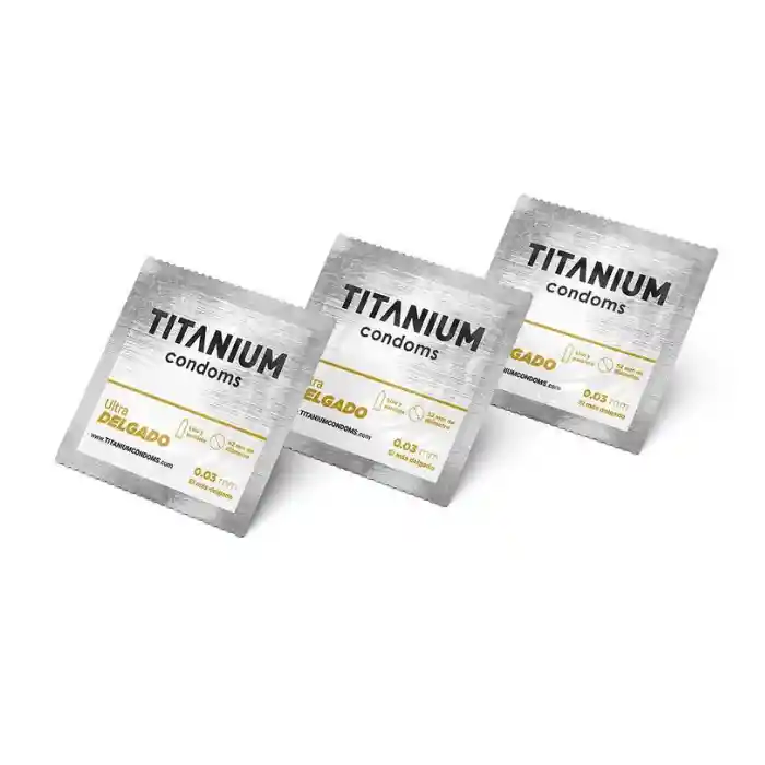 *3 Condones Preservativos Titanium Ultra Delgado Cajas X 3 Unidades