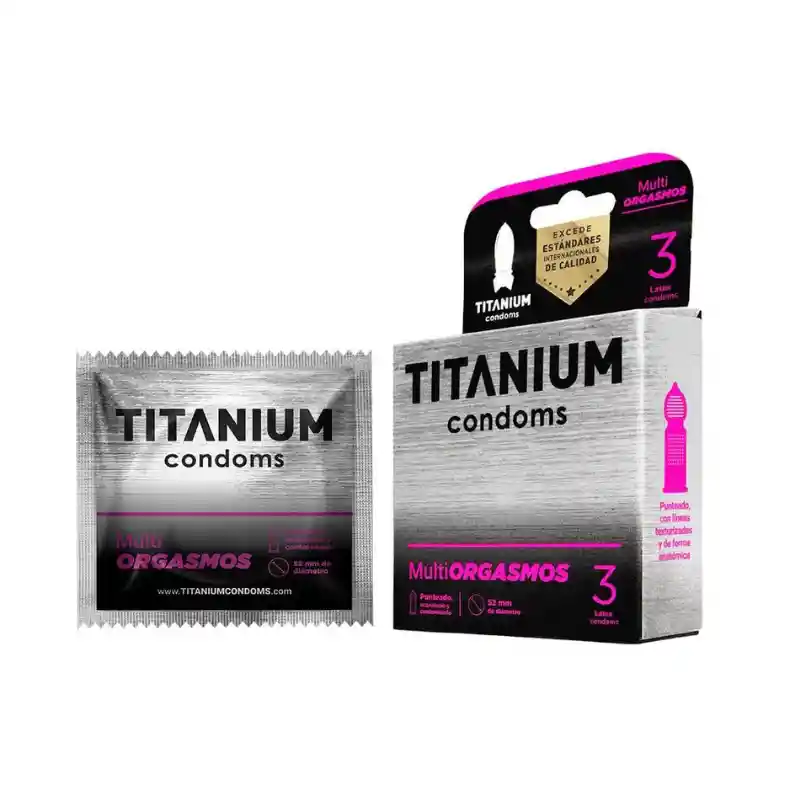 *3 Condones Preservativos Titanium Multiorgasmos Cajas X 3 Unidades