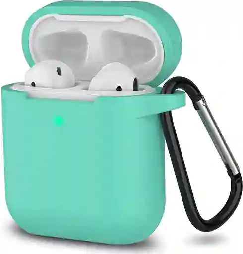 Funda De Silicona De Airpods 2 Y 1,verde Aguamarina