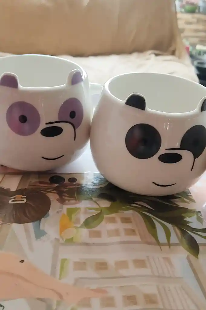 Mug En Ceramica De Oso Importada Con Suculenta