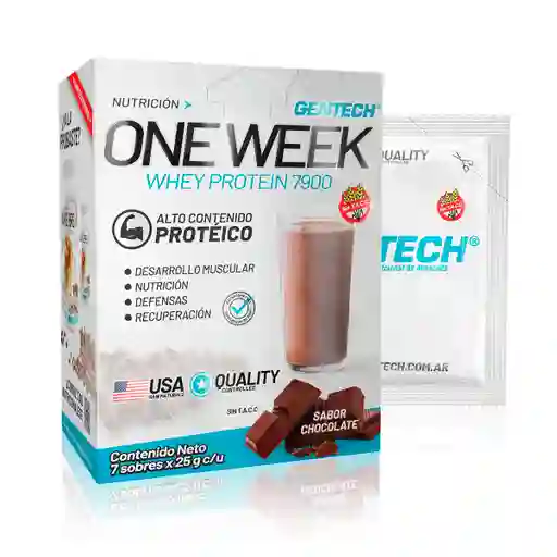 Proteina / Whey Protein / One Week - Chocolate / X 7 Sobres