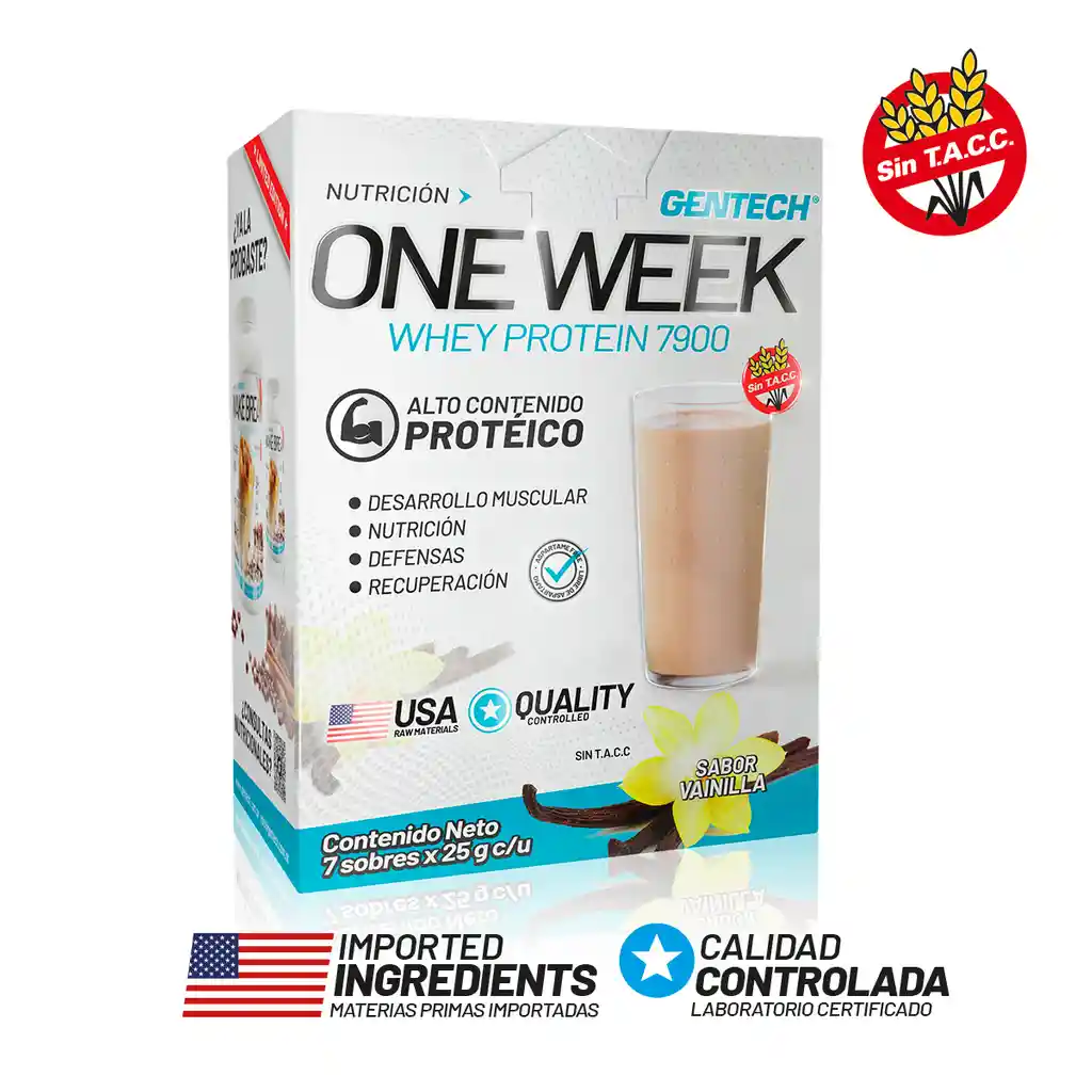  Proteina/ Whey  Protein/One Week  Vainilla / X 7 Sobres 