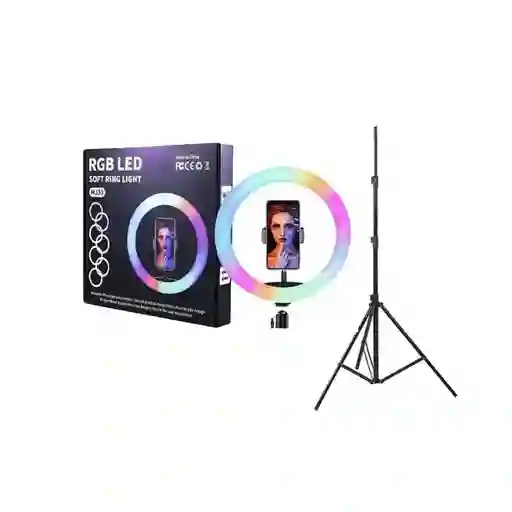 Aro Luz Rgb Led Mj33 Celular 33cm Selfie Tiktok Soporte 160cm Video