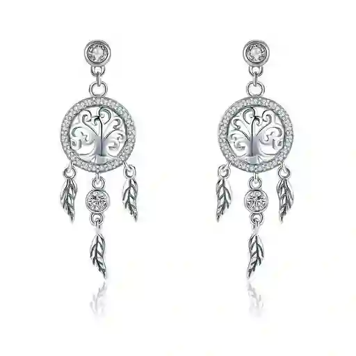 Aretes Pendientes Para Mujer Árbol De La Vida Fabricados En Plata 925