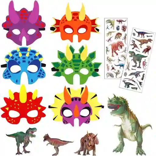 Libro De Actividades Máscaras Color Y Corte De Dinosaurios.