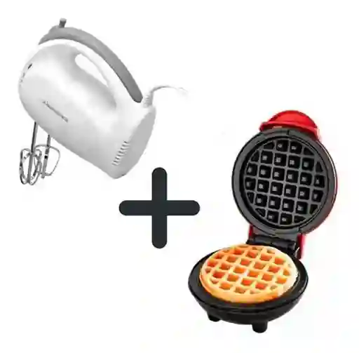 Mini Waflera En Combo Batidora Eléctrica 7 Velocidades