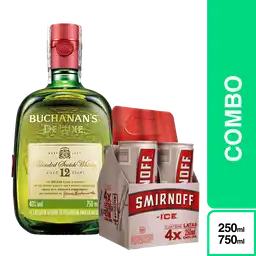 Combo Buchanans Deluxe 12 Anos + Gratis 4 Smirnoff Ice