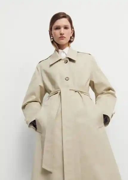 Gabardina Trench Candy Beige Talla M Mujer Mango