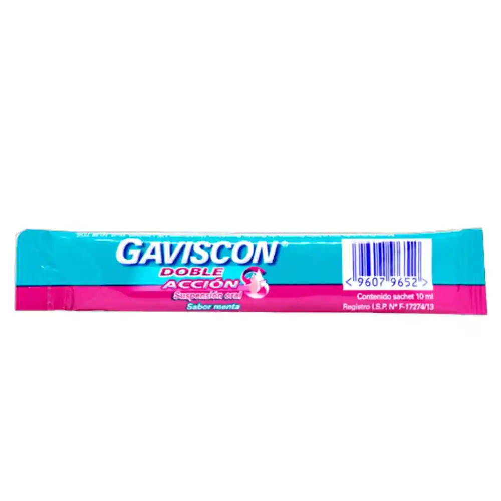 Gaviscon Doble Accion | Alginato De Sodio + Bicarbonato De Sodio + Carbonato De Calcio | 500 + 213 + 325 Mg | 10ml | Sobre | Oral | Reckitt Benckeiser