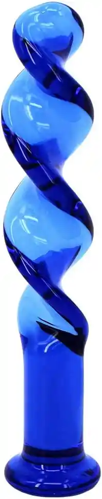 Dildo De Vidrio Espiral Azul