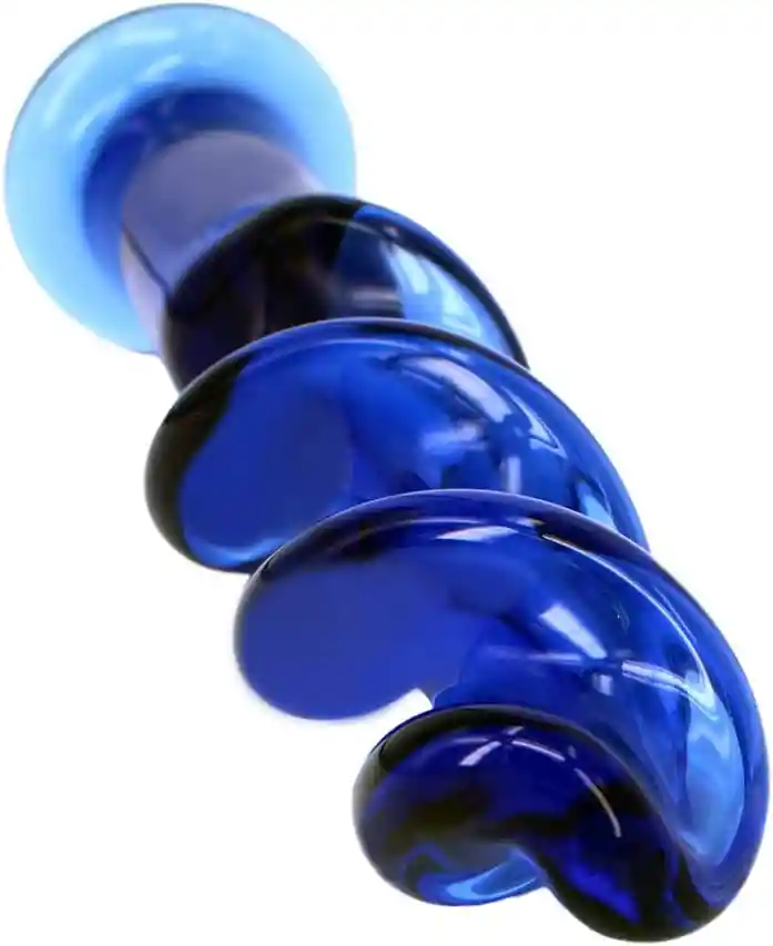 Dildo De Vidrio Espiral Azul