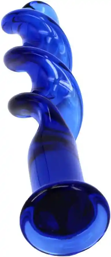 Dildo De Vidrio Espiral Azul