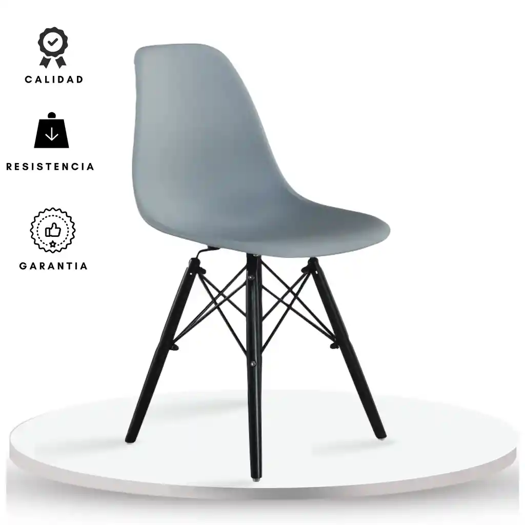 Silla Eames Gris Patas Negro