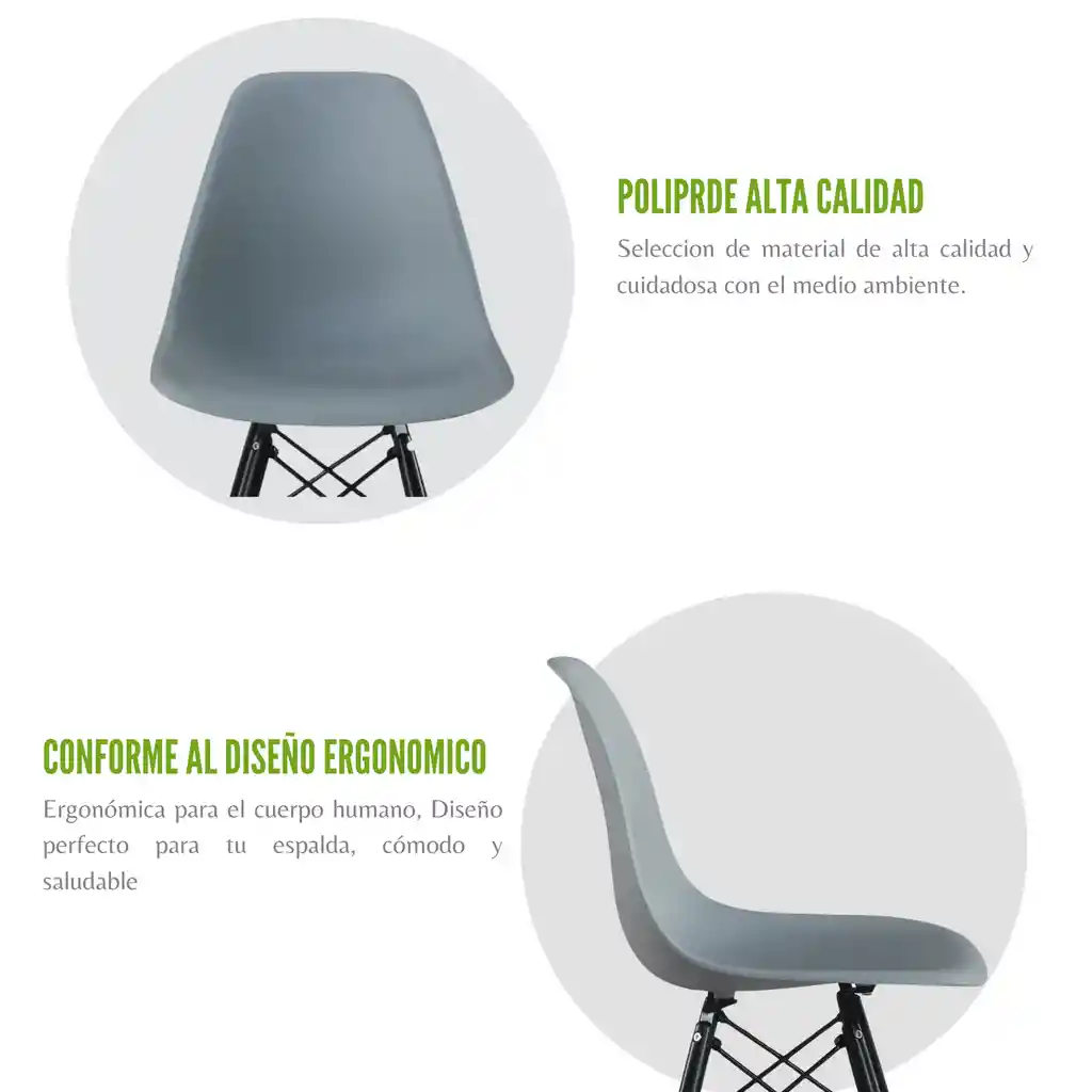 Silla Eames Gris Patas Negro