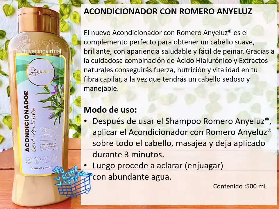  Acondicionador De Romero + Shampoo De Cebolla ANYELUZ 