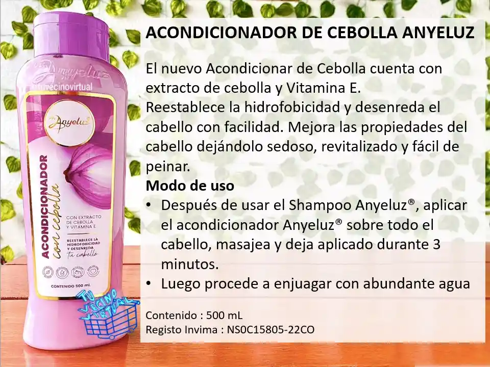  Acondicionador De Romero + Acondicionador De Cebolla ANYELUZ 