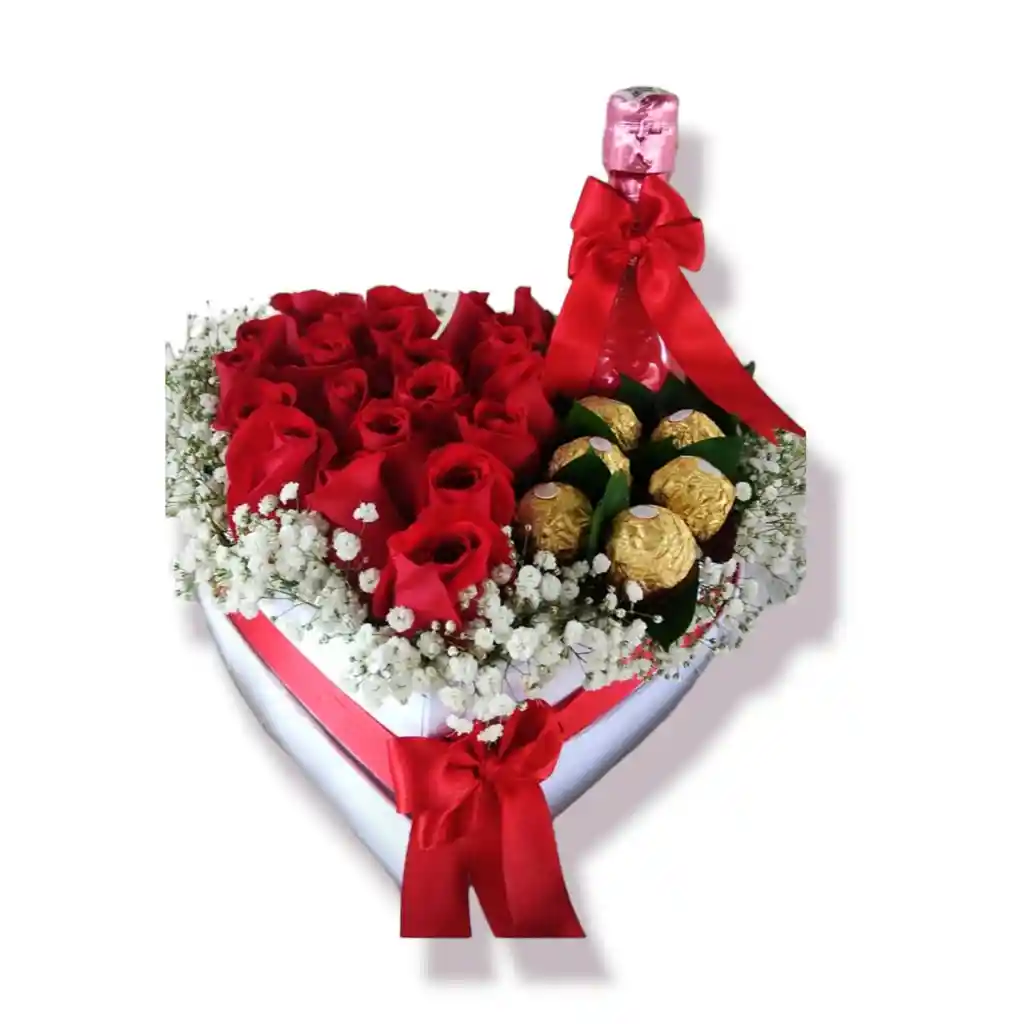 Corazon De Rosas ,chocolates Y Champaña