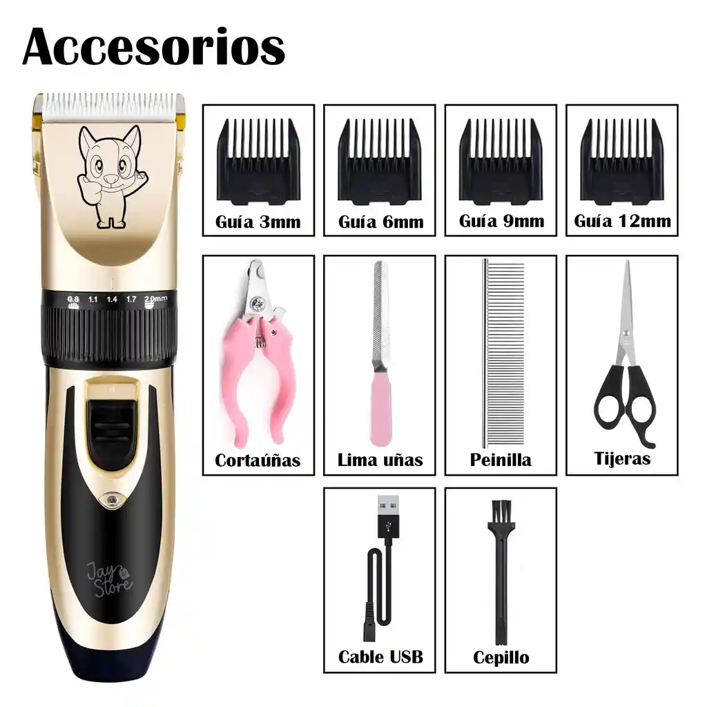 Kit Máquina Peluquería Para Mascotas Profesional Inalámbrica Cortapelo