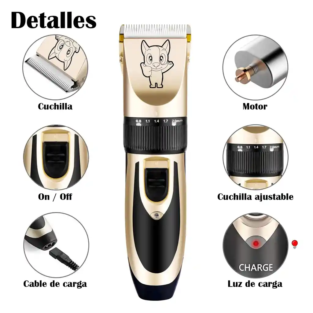 Kit Máquina Peluquería Para Mascotas Profesional Inalámbrica Cortapelo