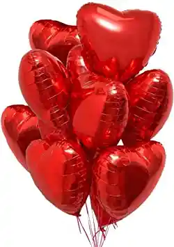 Globos Metalizados De 18" Corazón Rojo Inflados Con Helio