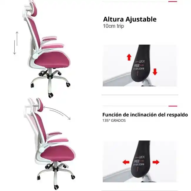 Silla De Oficina Maxi Presidente Rosado