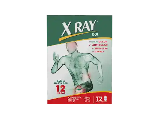 X-ray Dol | Acetaminofen + Naproxeno + Cafeina | 250 + 250 + 65 Mg | Tableta Recubierta | Oral | Sobre X 12 | Genomma Lab