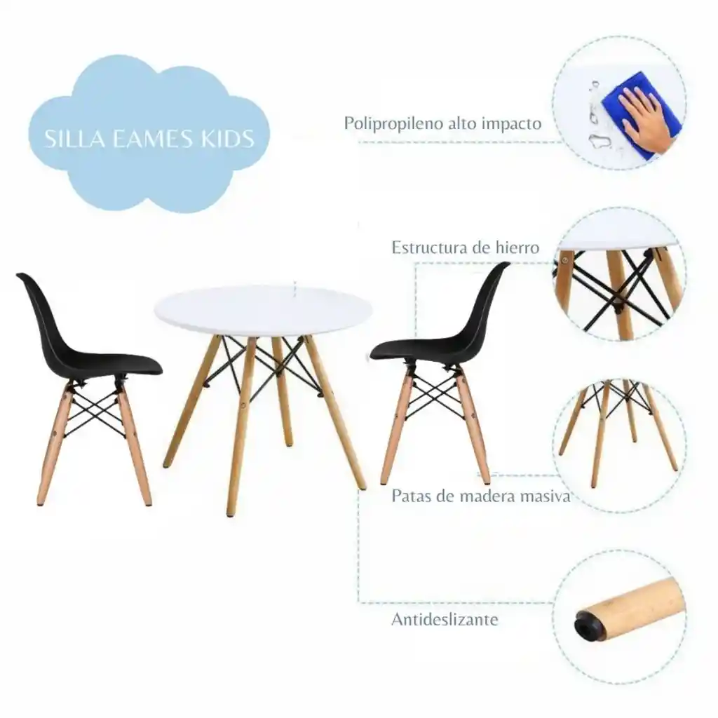 Silla Infantil Eames Negro