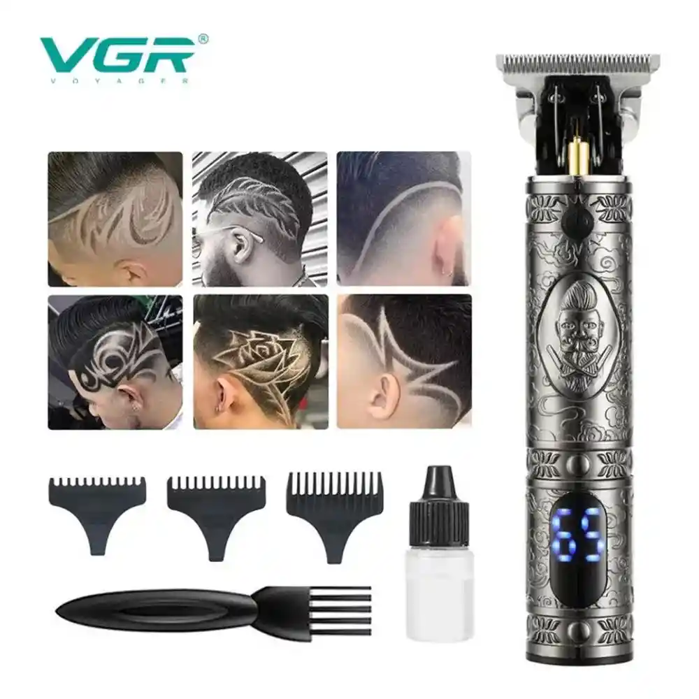  Maquina Patillera VGR V 228 Recargable Pantalla Led Barberia Plateado 