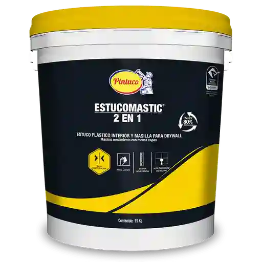 Estuco (medio Cuñete) Blanco 15kg Int. Estucomastic Pintuco