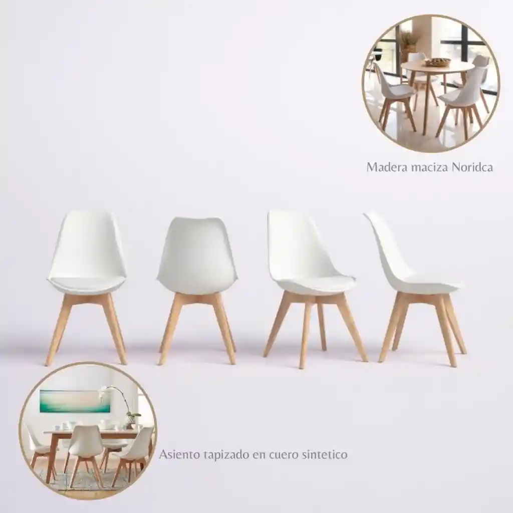 Ekonomodo Silla Tapizada Milano 54x49x83 Blanco