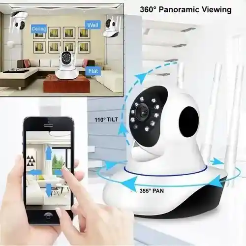 Cámara Seguridad Ip Wifi Robótica Visión Nocturna 3 Antenas Wifi