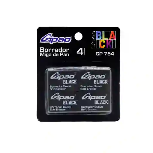 Borrador Gipao Miga De Pan Negro Blíster X4