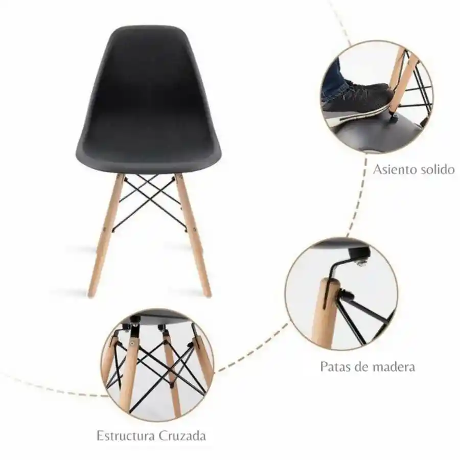 Ekonomodo Silla Eames Adult 42x50x82 Negro