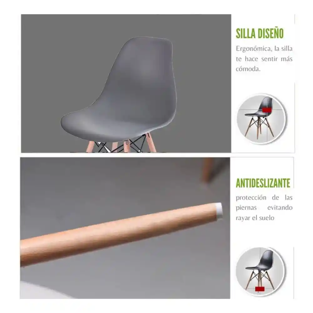 Ekonomodo Silla Eames Adult Gris