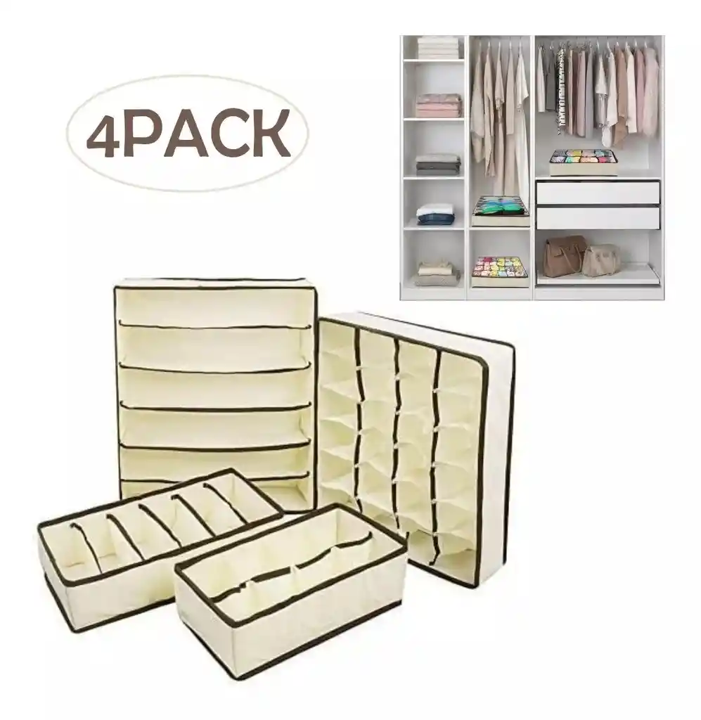 Set Organizador De Ropa Cajas 4 En 1 Divisiones Cajones