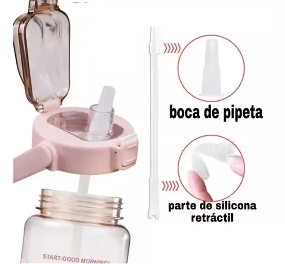 Botella De Agua Motivacional Con Funda Protectora Y Lazo