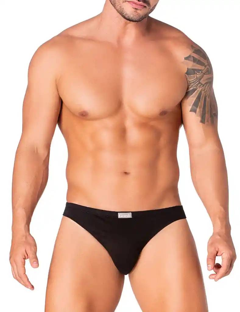 Tanga Unicolor De Algodón Peinado Premium (2164) Negro 34