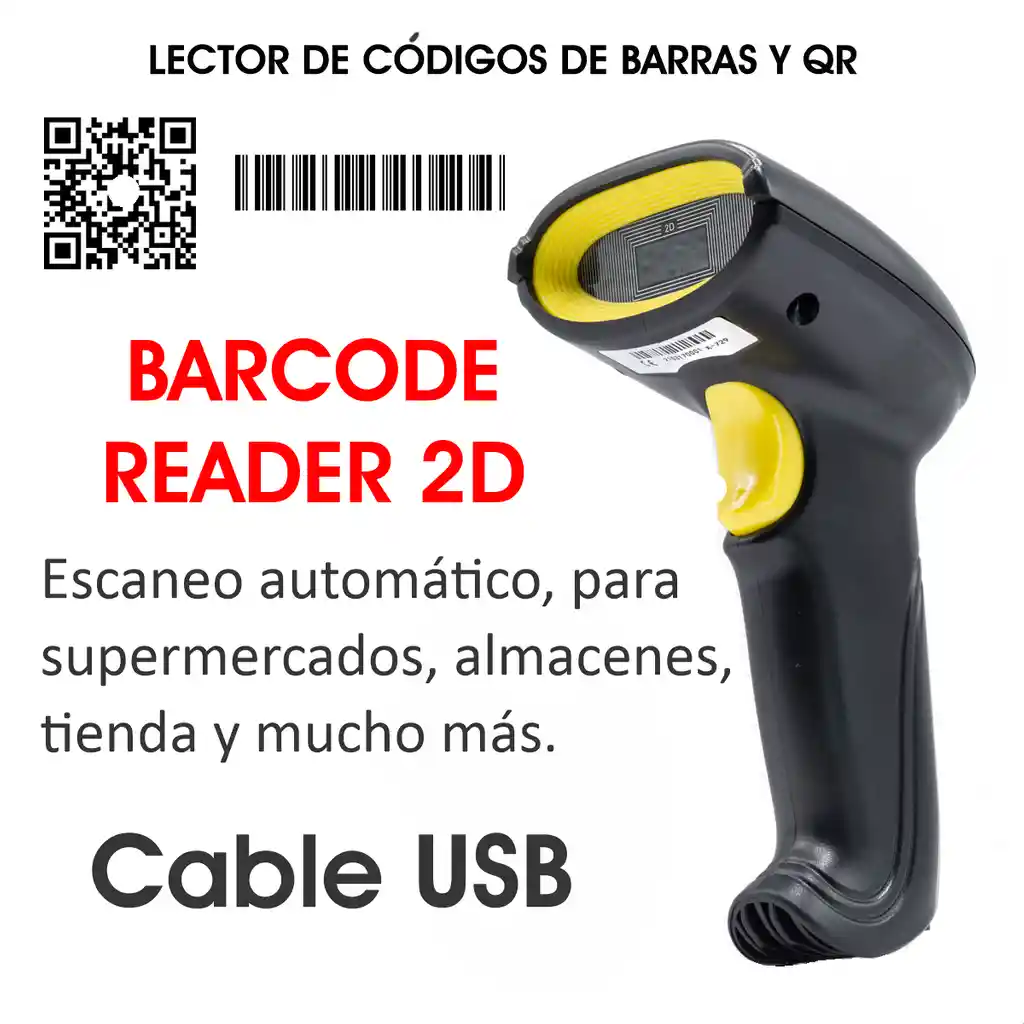 Lector/escaner Usb Código De Barras Y Qr 2d, Programable