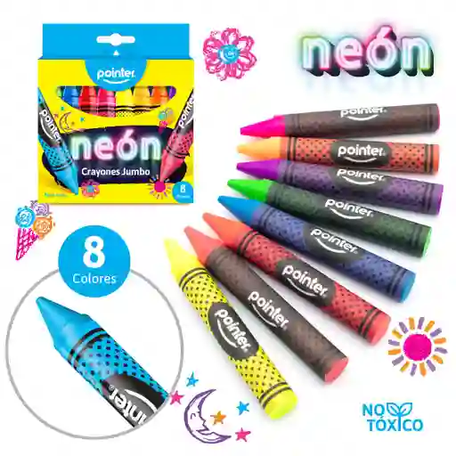 Crayolas Para Niños Neón 8 Unidades Crayones Colegio Niñas