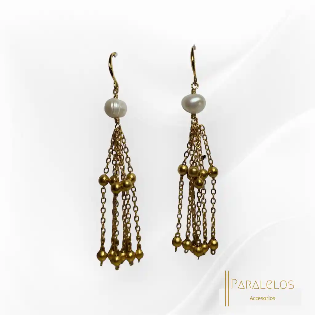 Aretes Perlas Y Cadenas Largo