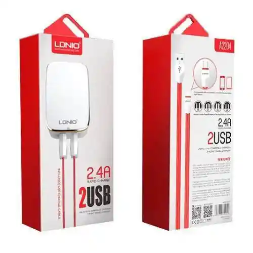 Cargador Ldnio 2 Puertos Usb + Cable Usb Android