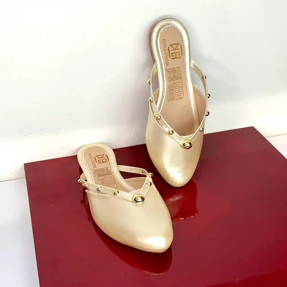 Calzado Casual Baleta Dama Zapato Mujer Karla Chacon Alison Dorado 39