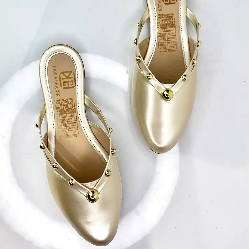 Calzado Casual Baleta Dama Zapato Mujer Karla Chacon Alison Dorado 39