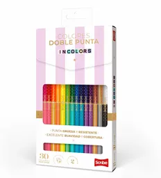 Caja Color Scribe Incolor X15 Doblepunta - 15 Lapices/30 Colores