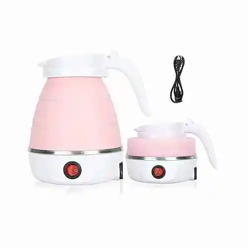 Hervidora Jarra Eléctrica Portátil Plegable Para Viajes Rosado