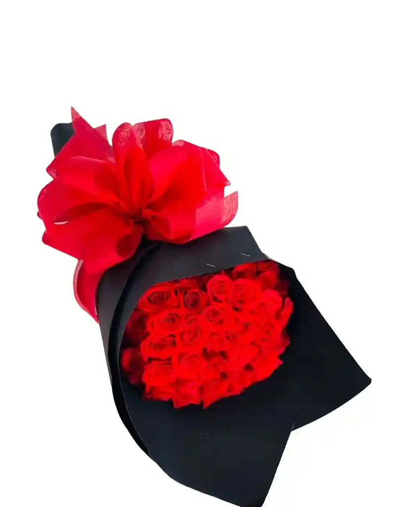 Bouquet De Rosas Rojas En Cartulina Negra